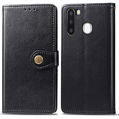 Funda de Cuero Cartera con Soporte Carcasa S05D para Samsung Galaxy A21 European Negro