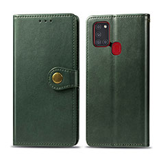 Funda de Cuero Cartera con Soporte Carcasa S05D para Samsung Galaxy A21s Verde