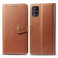 Funda de Cuero Cartera con Soporte Carcasa S05D para Samsung Galaxy A71 5G Marron