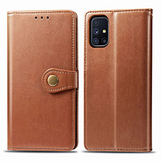 Funda de Cuero Cartera con Soporte Carcasa S05D para Samsung Galaxy M51 Marron