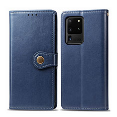 Funda de Cuero Cartera con Soporte Carcasa S05D para Samsung Galaxy S20 Ultra 5G Azul