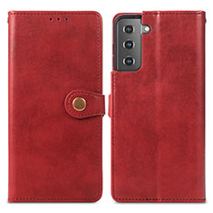 Funda de Cuero Cartera con Soporte Carcasa S05D para Samsung Galaxy S21 5G Rojo