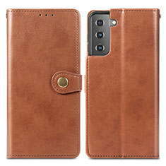 Funda de Cuero Cartera con Soporte Carcasa S05D para Samsung Galaxy S21 Plus 5G Marron