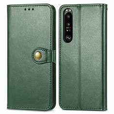 Funda de Cuero Cartera con Soporte Carcasa S05D para Sony Xperia 1 III Verde