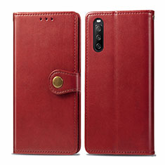 Funda de Cuero Cartera con Soporte Carcasa S05D para Sony Xperia 10 III Lite Rojo