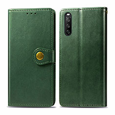 Funda de Cuero Cartera con Soporte Carcasa S05D para Sony Xperia 10 III SO-52B Verde