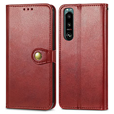 Funda de Cuero Cartera con Soporte Carcasa S05D para Sony Xperia 5 IV Rojo