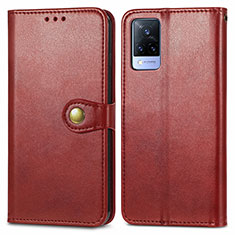 Funda de Cuero Cartera con Soporte Carcasa S05D para Vivo V21 5G Rojo