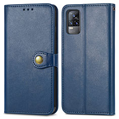 Funda de Cuero Cartera con Soporte Carcasa S05D para Vivo V21e 4G Azul