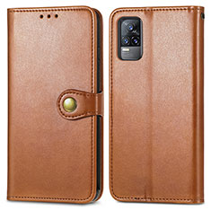 Funda de Cuero Cartera con Soporte Carcasa S05D para Vivo V21e 4G Marron