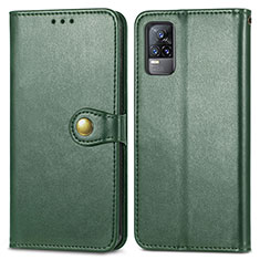 Funda de Cuero Cartera con Soporte Carcasa S05D para Vivo V21e 4G Verde