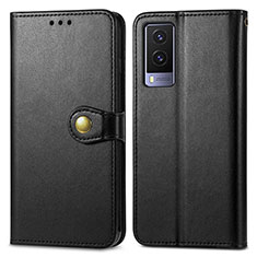 Funda de Cuero Cartera con Soporte Carcasa S05D para Vivo V21e 5G Negro