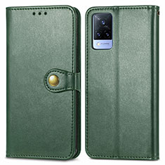 Funda de Cuero Cartera con Soporte Carcasa S05D para Vivo V21s 5G Verde