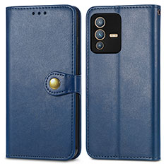 Funda de Cuero Cartera con Soporte Carcasa S05D para Vivo V23 5G Azul