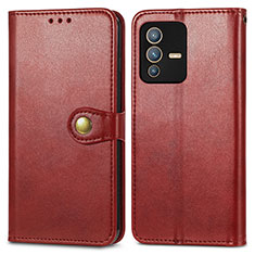 Funda de Cuero Cartera con Soporte Carcasa S05D para Vivo V23 Pro 5G Rojo