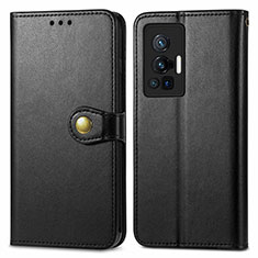 Funda de Cuero Cartera con Soporte Carcasa S05D para Vivo X70 Pro 5G Negro