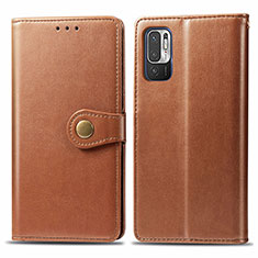 Funda de Cuero Cartera con Soporte Carcasa S05D para Xiaomi POCO M3 Pro 5G Marron