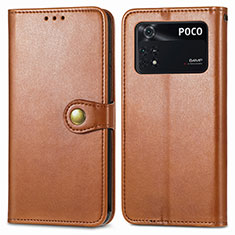 Funda de Cuero Cartera con Soporte Carcasa S05D para Xiaomi Poco M4 Pro 4G Marron