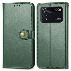 Funda de Cuero Cartera con Soporte Carcasa S05D para Xiaomi Poco M4 Pro 4G Verde