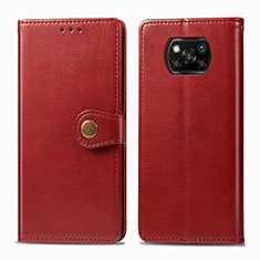 Funda de Cuero Cartera con Soporte Carcasa S05D para Xiaomi Poco X3 NFC Rojo