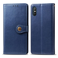 Funda de Cuero Cartera con Soporte Carcasa S05D para Xiaomi Redmi 9i Azul