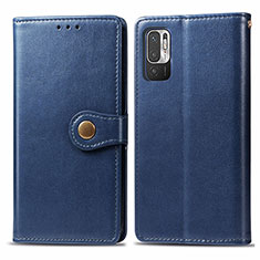 Funda de Cuero Cartera con Soporte Carcasa S05D para Xiaomi Redmi Note 10 5G Azul