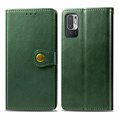 Funda de Cuero Cartera con Soporte Carcasa S05D para Xiaomi Redmi Note 10 5G Verde