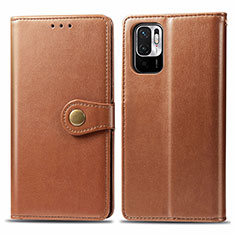 Funda de Cuero Cartera con Soporte Carcasa S05D para Xiaomi Redmi Note 10 JE 5G Marron