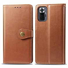 Funda de Cuero Cartera con Soporte Carcasa S05D para Xiaomi Redmi Note 10 Pro 4G Marron