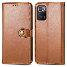 Funda de Cuero Cartera con Soporte Carcasa S05D para Xiaomi Redmi Note 10 Pro 5G Marron