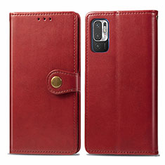 Funda de Cuero Cartera con Soporte Carcasa S05D para Xiaomi Redmi Note 10T 5G Rojo