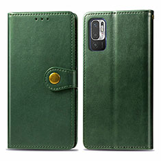 Funda de Cuero Cartera con Soporte Carcasa S05D para Xiaomi Redmi Note 10T 5G Verde