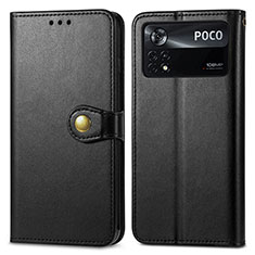 Funda de Cuero Cartera con Soporte Carcasa S05D para Xiaomi Redmi Note 11E Pro 5G Negro