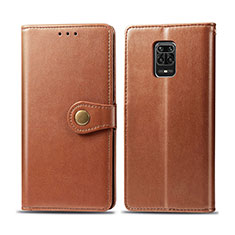 Funda de Cuero Cartera con Soporte Carcasa S05D para Xiaomi Redmi Note 9 Pro Max Marron