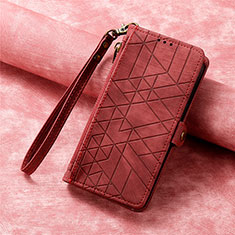 Funda de Cuero Cartera con Soporte Carcasa S06D para Apple iPhone 13 Rojo