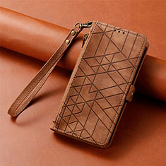 Funda de Cuero Cartera con Soporte Carcasa S06D para Apple iPhone 15 Marron