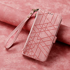 Funda de Cuero Cartera con Soporte Carcasa S06D para Apple iPhone 15 Oro Rosa