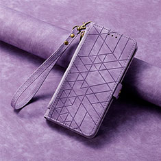 Funda de Cuero Cartera con Soporte Carcasa S06D para Apple iPhone 15 Pro Morado