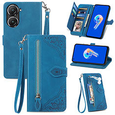 Funda de Cuero Cartera con Soporte Carcasa S06D para Asus Zenfone 9 Azul