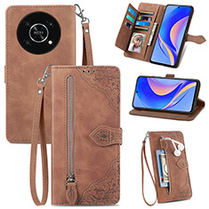 Funda de Cuero Cartera con Soporte Carcasa S06D para Huawei Enjoy 50 Pro Marron