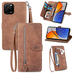 Funda de Cuero Cartera con Soporte Carcasa S06D para Huawei Enjoy 50z Marron