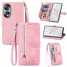 Funda de Cuero Cartera con Soporte Carcasa S06D para Huawei Honor 70 5G Rosa