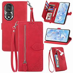 Funda de Cuero Cartera con Soporte Carcasa S06D para Huawei Honor 80 5G Rojo