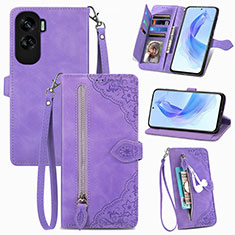 Funda de Cuero Cartera con Soporte Carcasa S06D para Huawei Honor 90 Lite 5G Morado