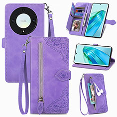 Funda de Cuero Cartera con Soporte Carcasa S06D para Huawei Honor Magic5 Lite 5G Morado