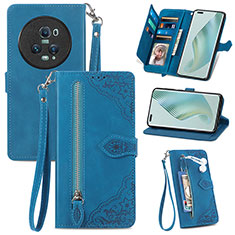 Funda de Cuero Cartera con Soporte Carcasa S06D para Huawei Honor Magic5 Pro 5G Azul