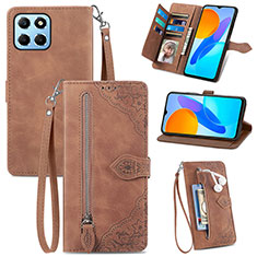 Funda de Cuero Cartera con Soporte Carcasa S06D para Huawei Honor X6 5G Marron