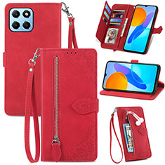 Funda de Cuero Cartera con Soporte Carcasa S06D para Huawei Honor X6 5G Rojo