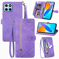 Funda de Cuero Cartera con Soporte Carcasa S06D para Huawei Honor X6 Morado