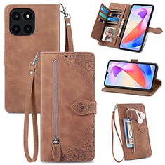 Funda de Cuero Cartera con Soporte Carcasa S06D para Huawei Honor X6a Marron